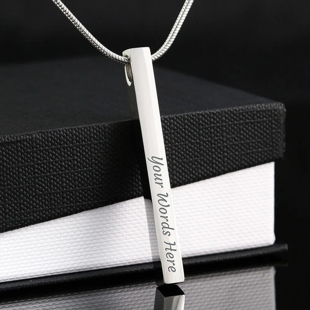 Long Distance Military Dad Gift from Newborn Baby | Gift for New Dad | Personalized Vertical Bar / Stick Necklace | To Father from Son