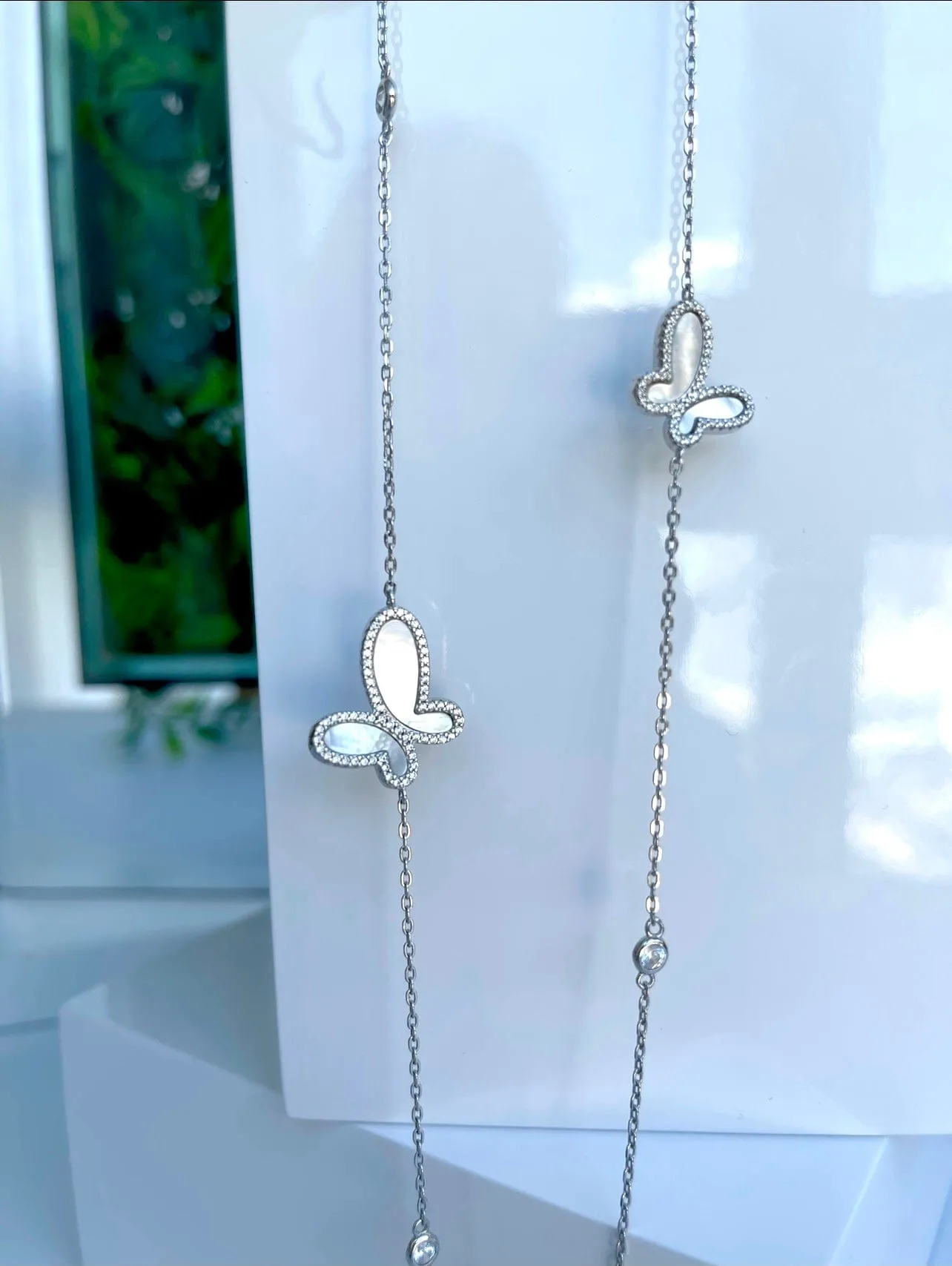 Long Silver Butterfly Neckless