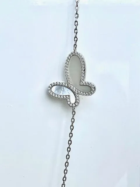 Long Silver Butterfly Neckless