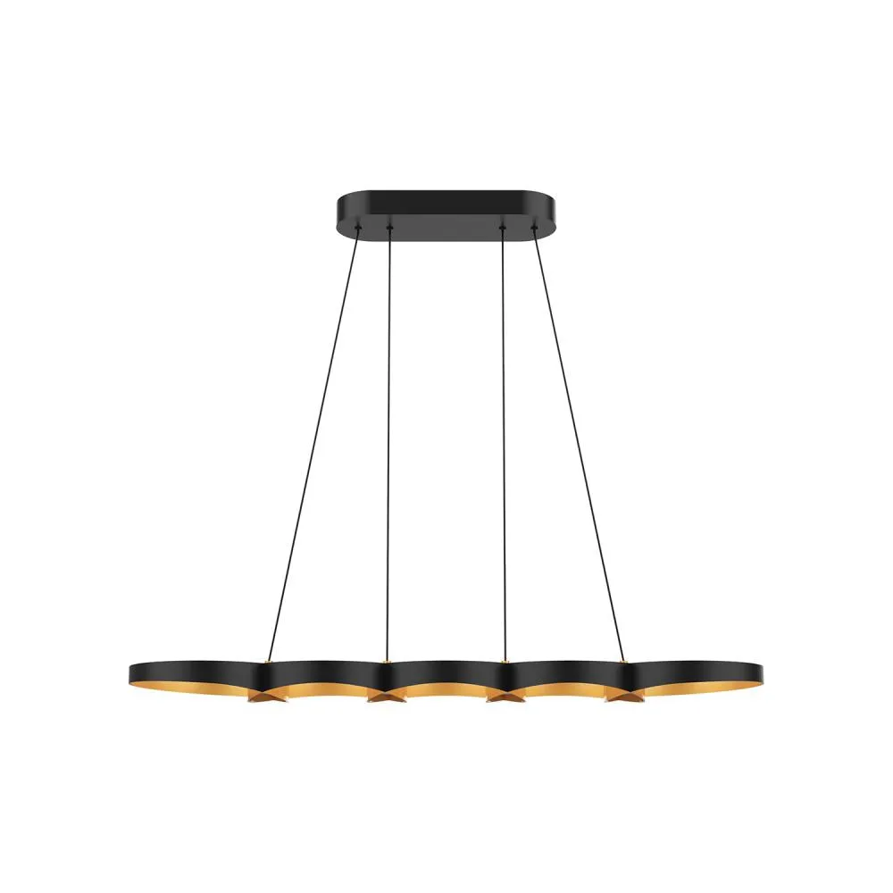 Maestro 38-in Black/Gold LED Linear Pendant