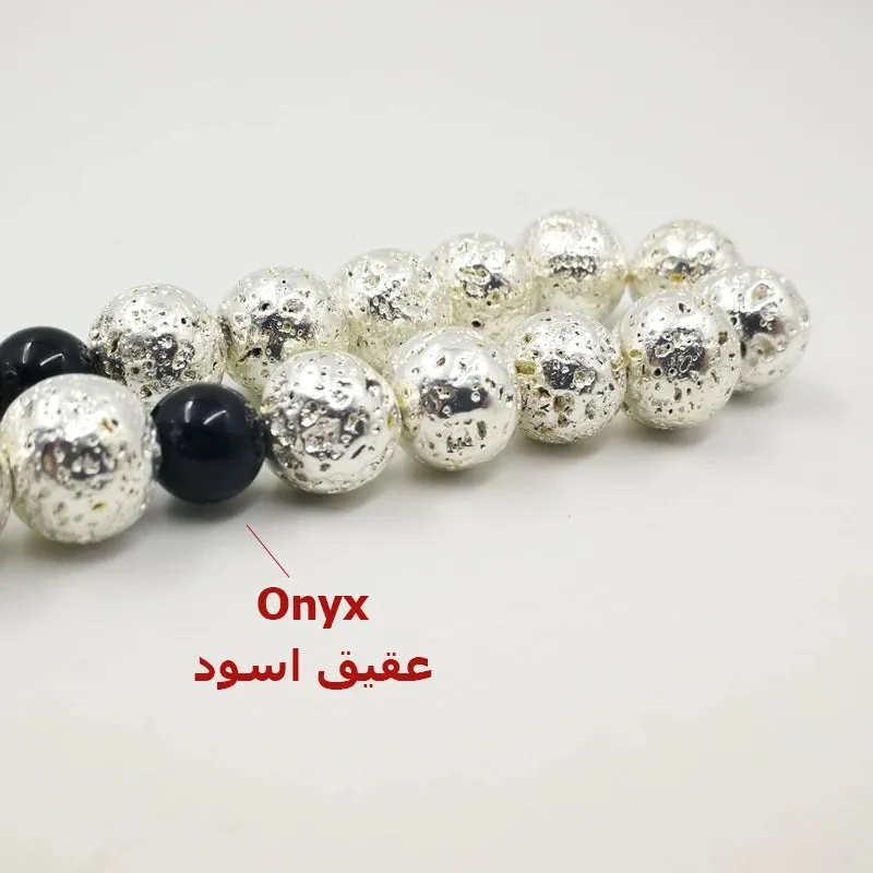 Man's Tasbih Natural lava stone plating New style misbaha natural stone rosary