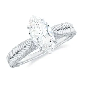 Marquise Cut Moissanite Solitaire Engagement Ring