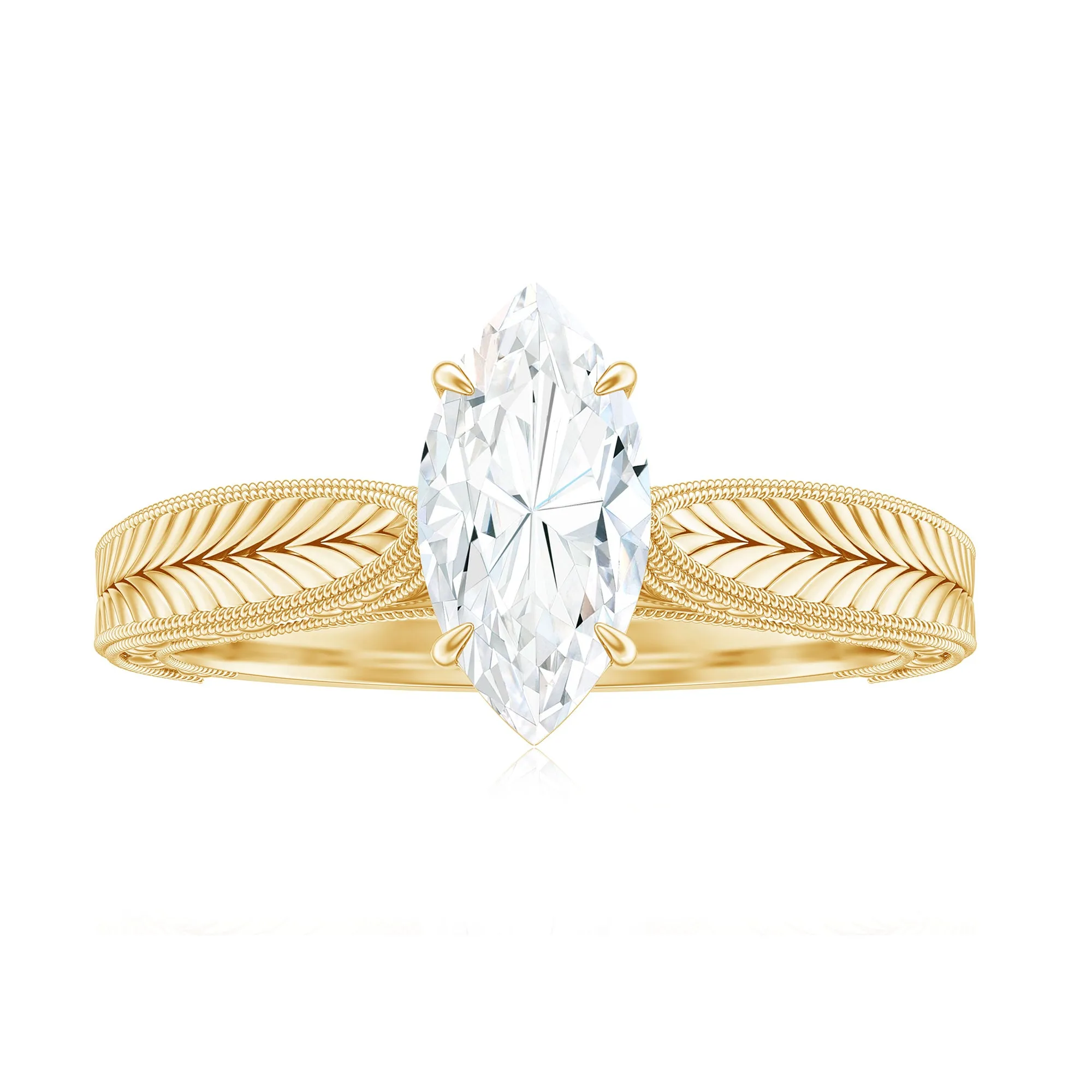 Marquise Cut Moissanite Solitaire Engagement Ring