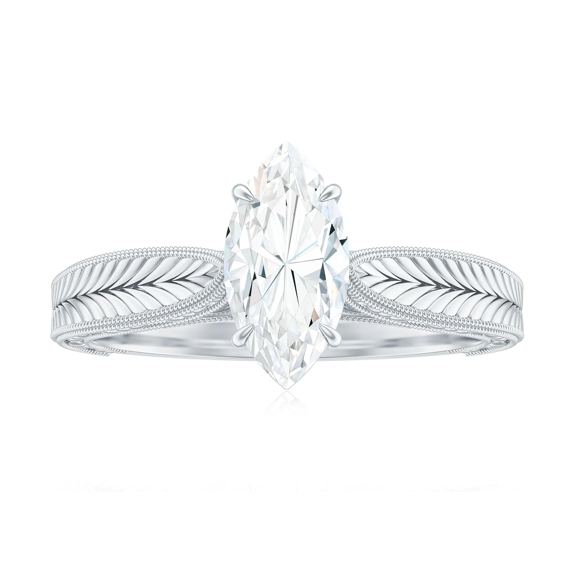 Marquise Cut Moissanite Solitaire Engagement Ring