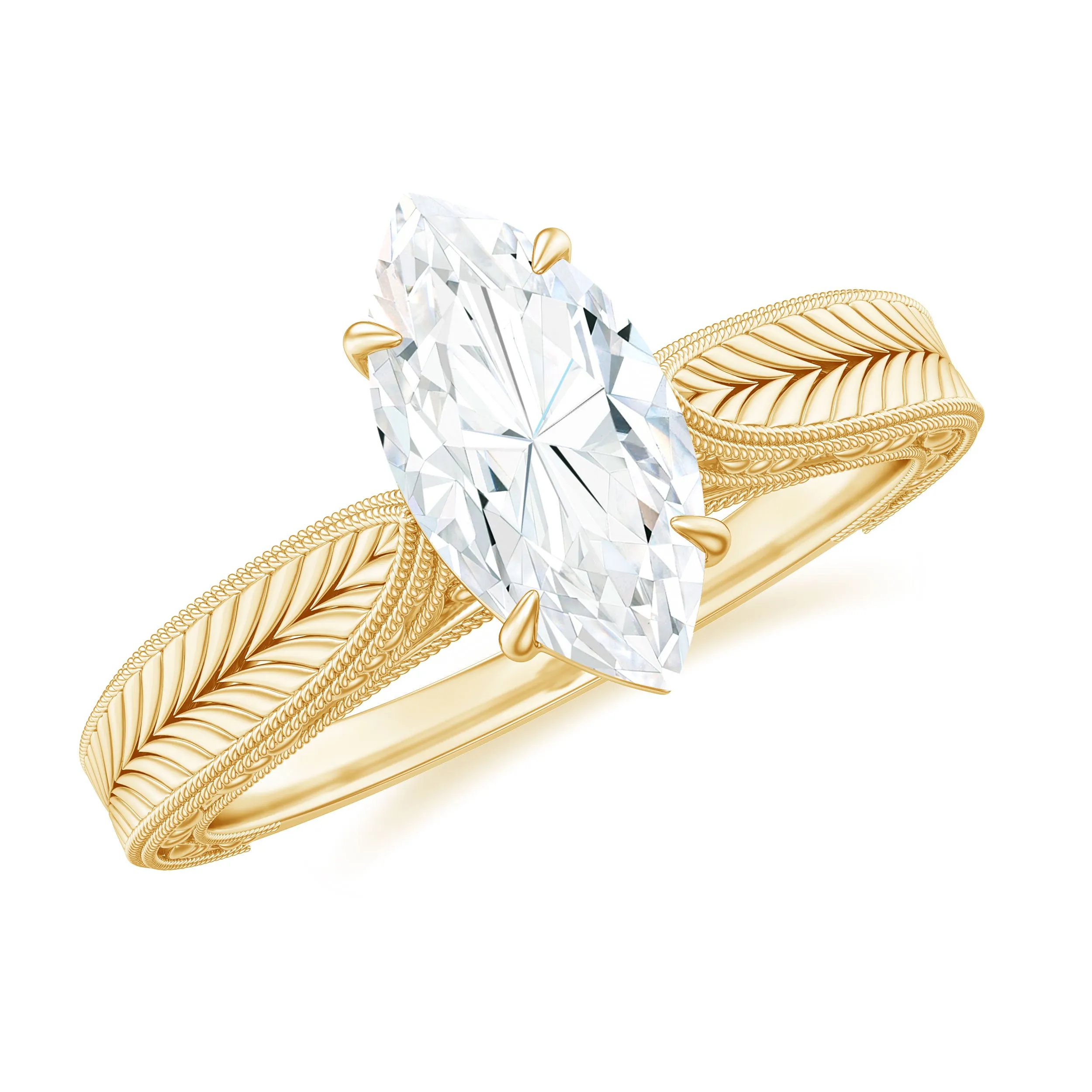 Marquise Cut Moissanite Solitaire Engagement Ring
