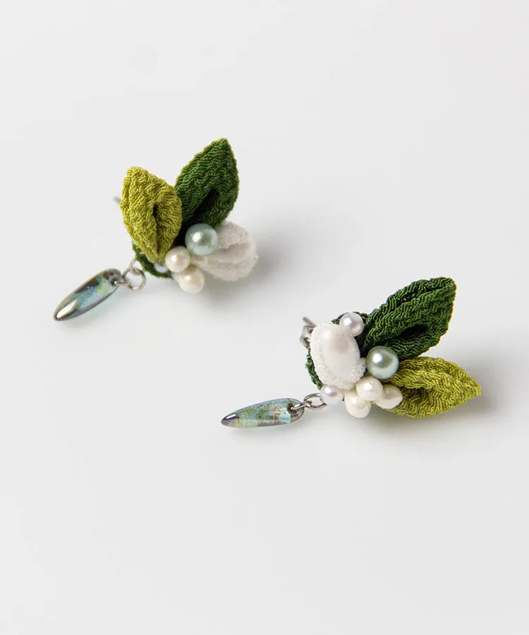 Matcha Chirimen Japanese Earrings / High Quality Surgical Steel Earrings