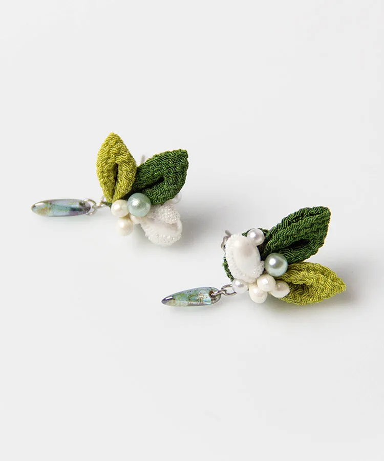 Matcha Chirimen Japanese Earrings / High Quality Surgical Steel Earrings