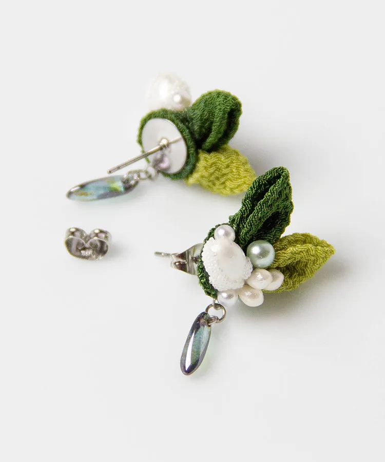Matcha Chirimen Japanese Earrings / High Quality Surgical Steel Earrings