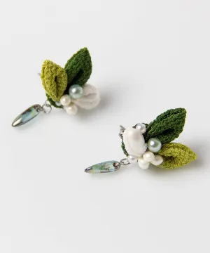 Matcha Chirimen Japanese Earrings / High Quality Surgical Steel Earrings