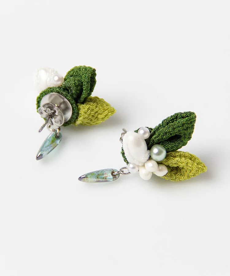 Matcha Chirimen Japanese Earrings / High Quality Surgical Steel Earrings