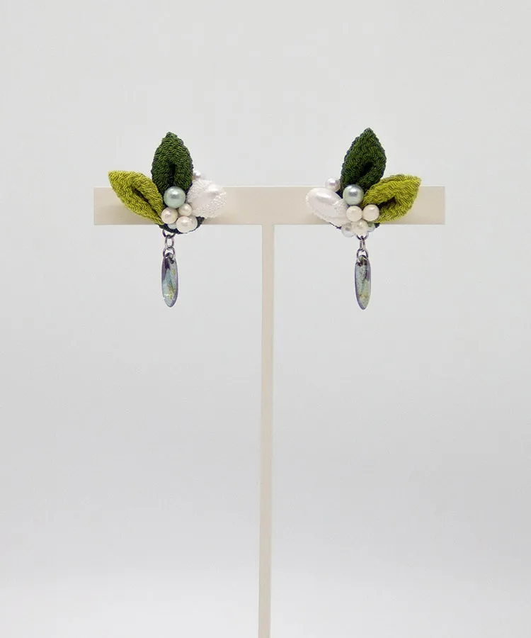 Matcha Chirimen Japanese Earrings / High Quality Surgical Steel Earrings