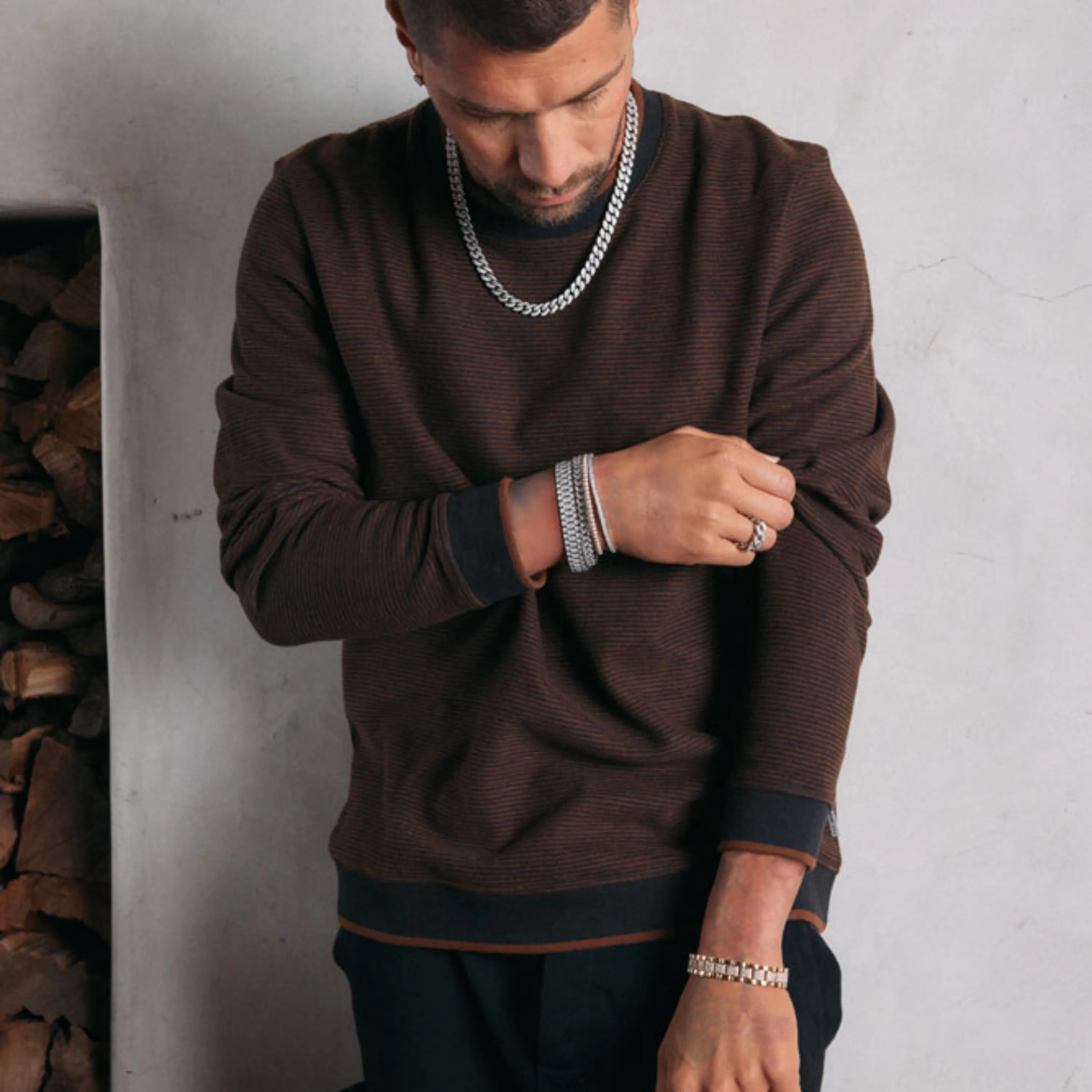 MEN'S BLACK DIAMOND PARTIAL PAVE JOURNEY BRACELET