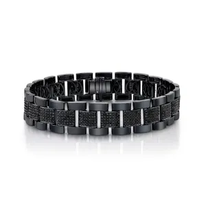 MEN'S BLACK DIAMOND PARTIAL PAVE JOURNEY BRACELET