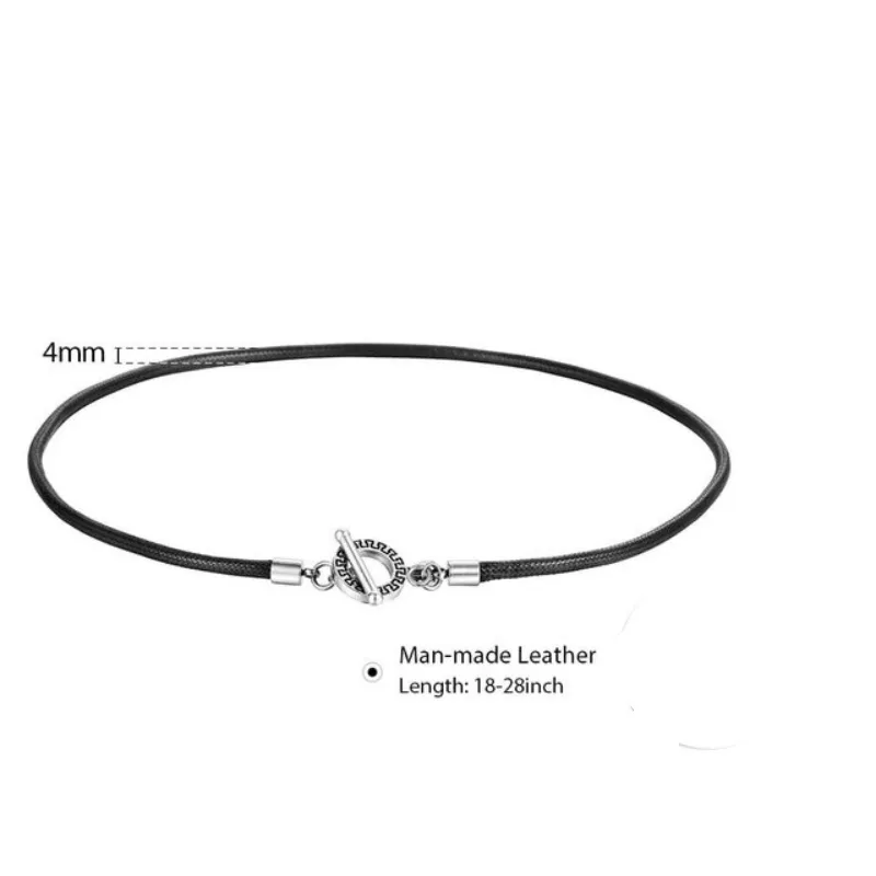 Mens Braided Black Leather Choker Necklace