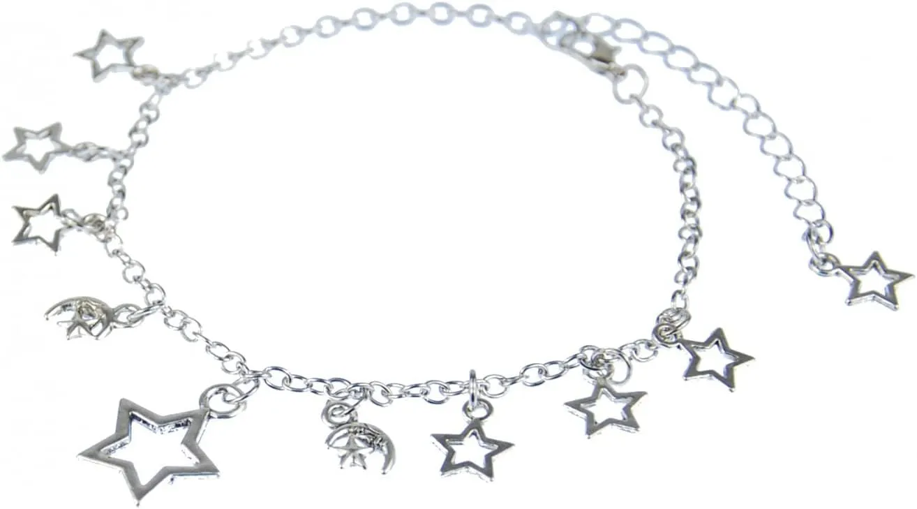 Miniblings Sun Moon Stars Anklet Silver Star Girls Women Summer