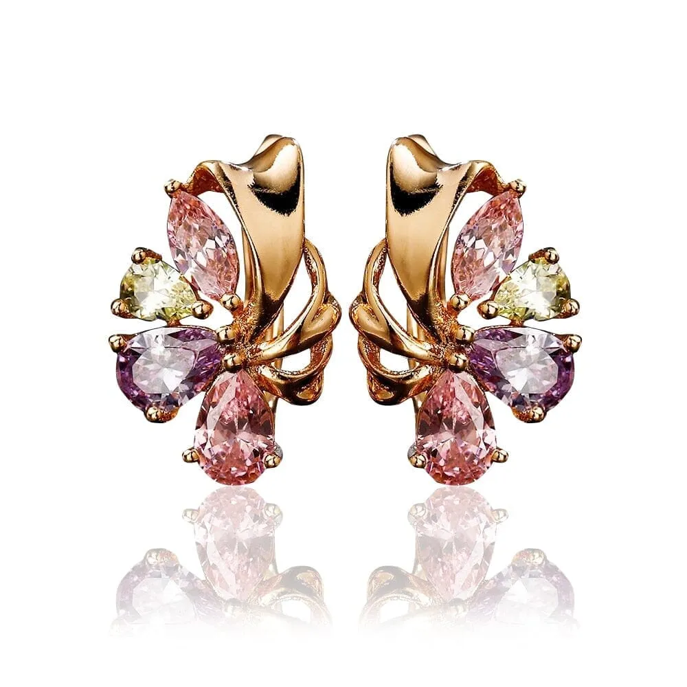 Minimalist Golden Crystal Stud Earrings