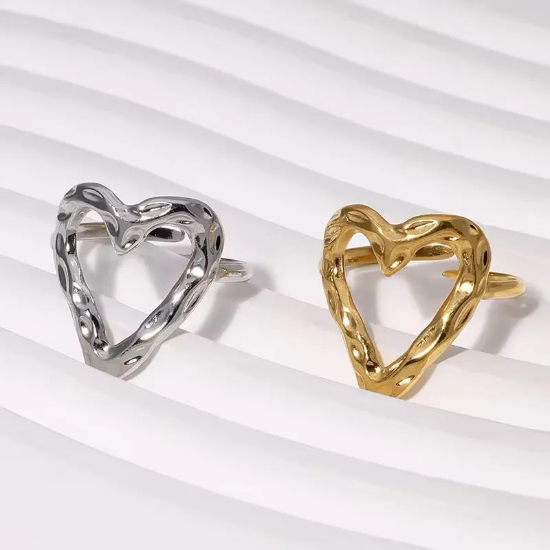 Minimalist Lovely Heart Gold Plated Adjustable Rings