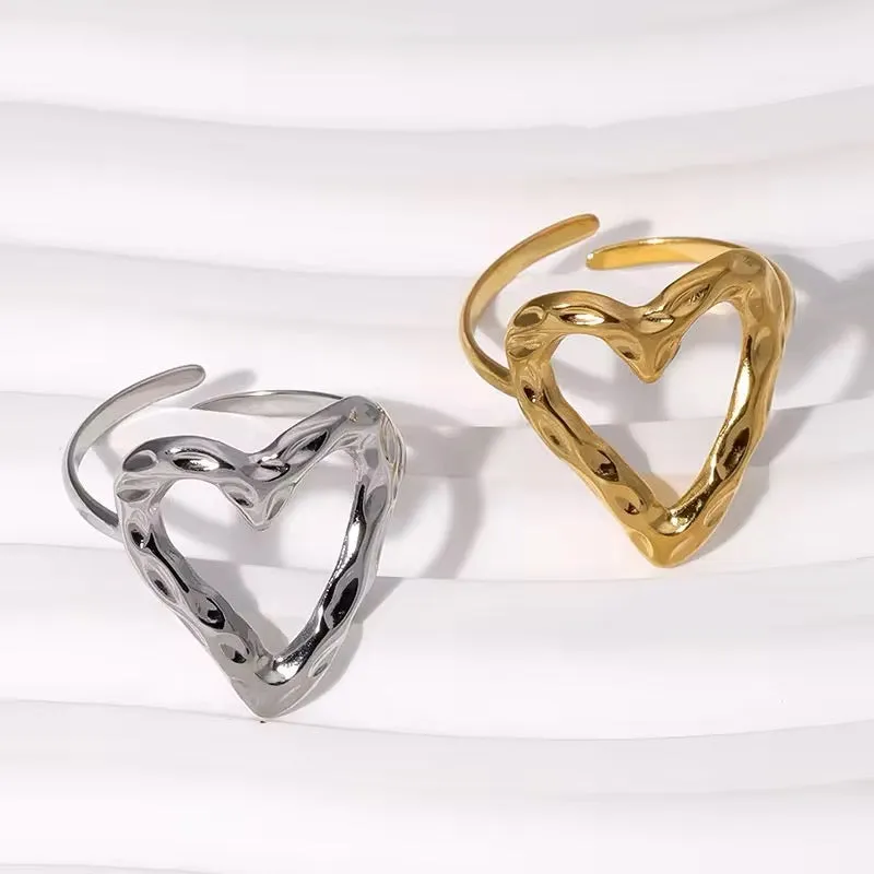 Minimalist Lovely Heart Gold Plated Adjustable Rings