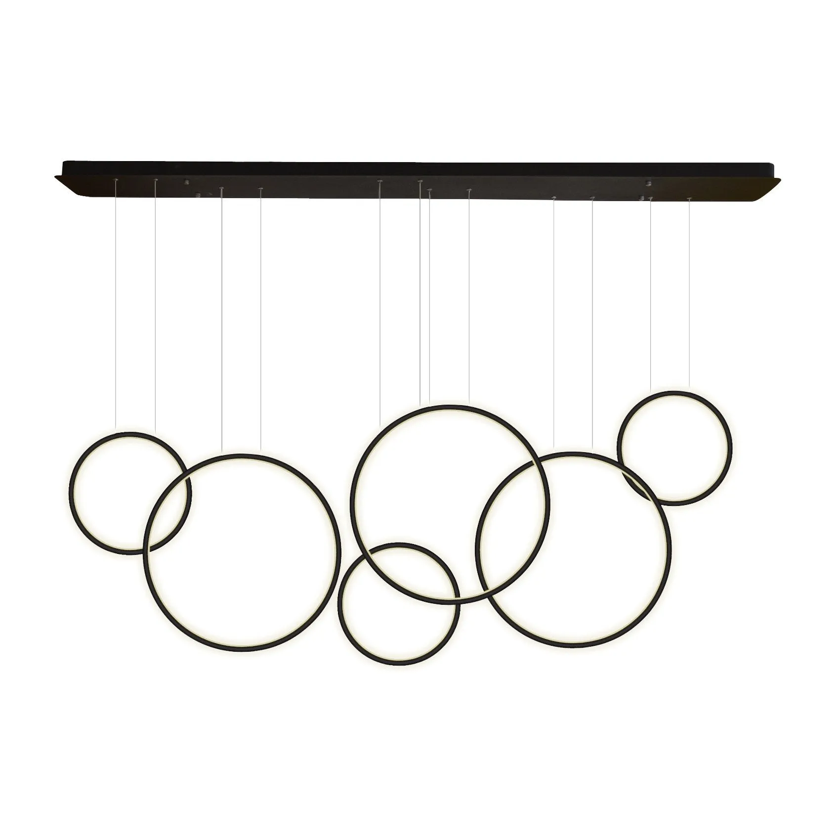 Modern Chandelier LED Light Linear Suspension 6 Ring