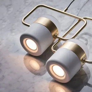 Modern Concrete and Brass Pendant Light
