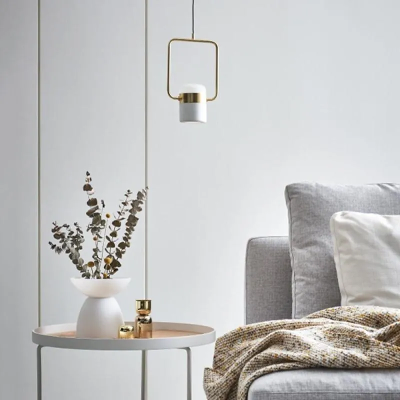Modern Concrete and Brass Pendant Light
