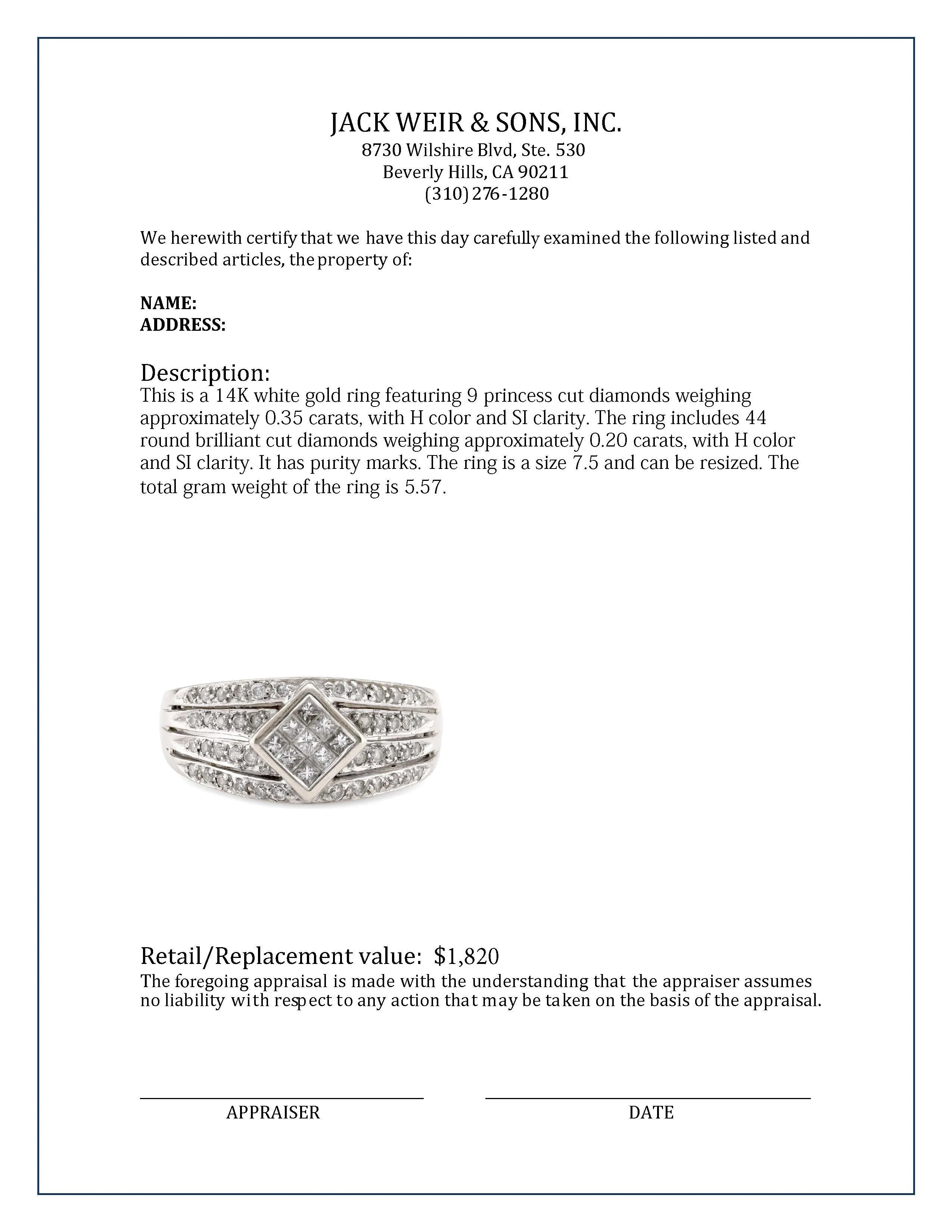 Modern Diamond 14K White Gold Ring