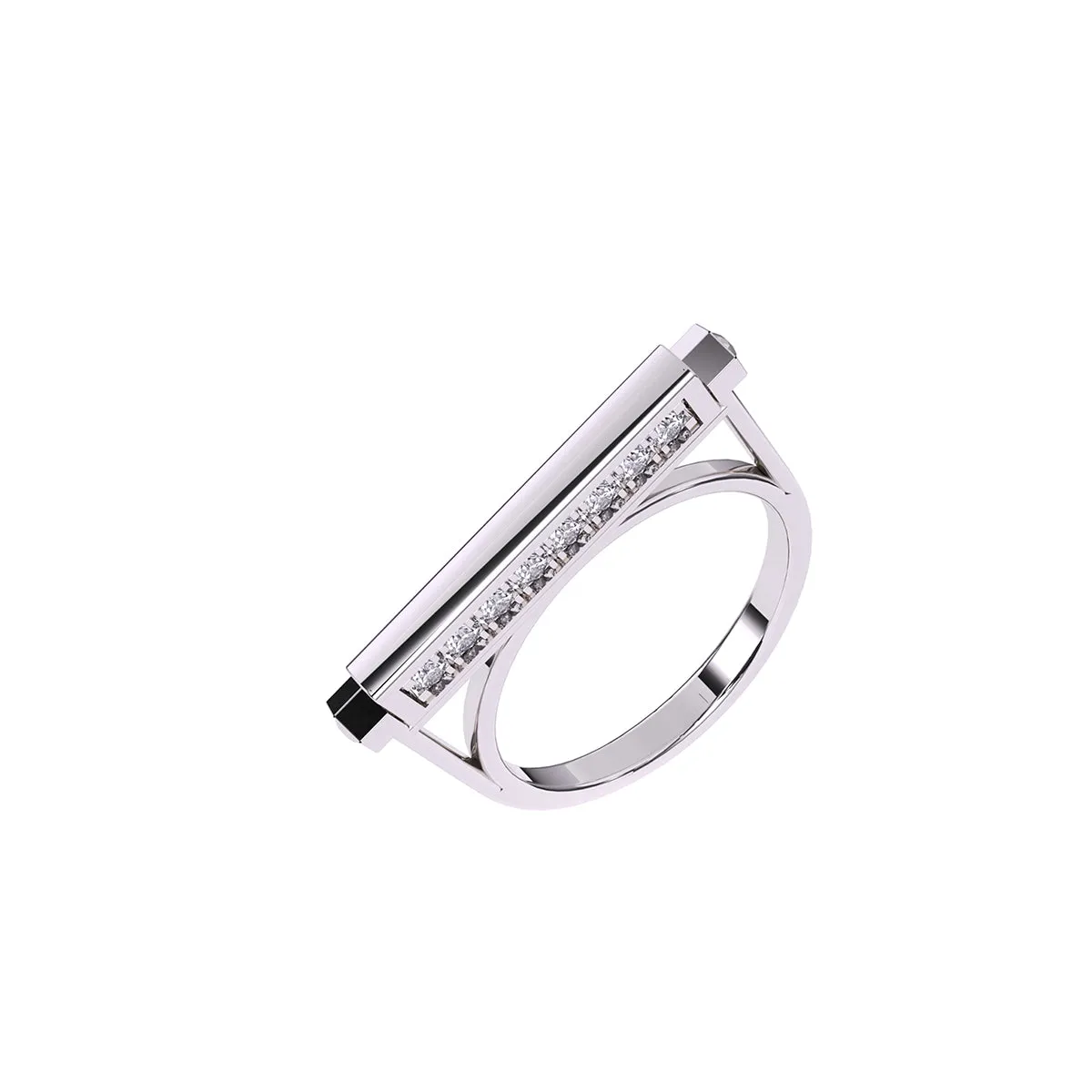Modern Lab Grown Diamond Bar Engagement Ring