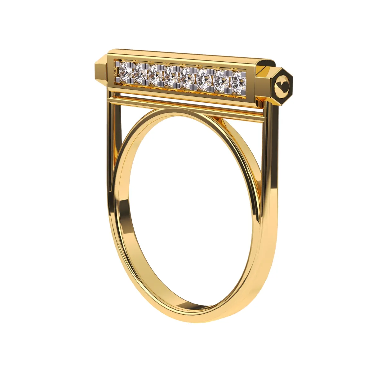 Modern Lab Grown Diamond Bar Engagement Ring