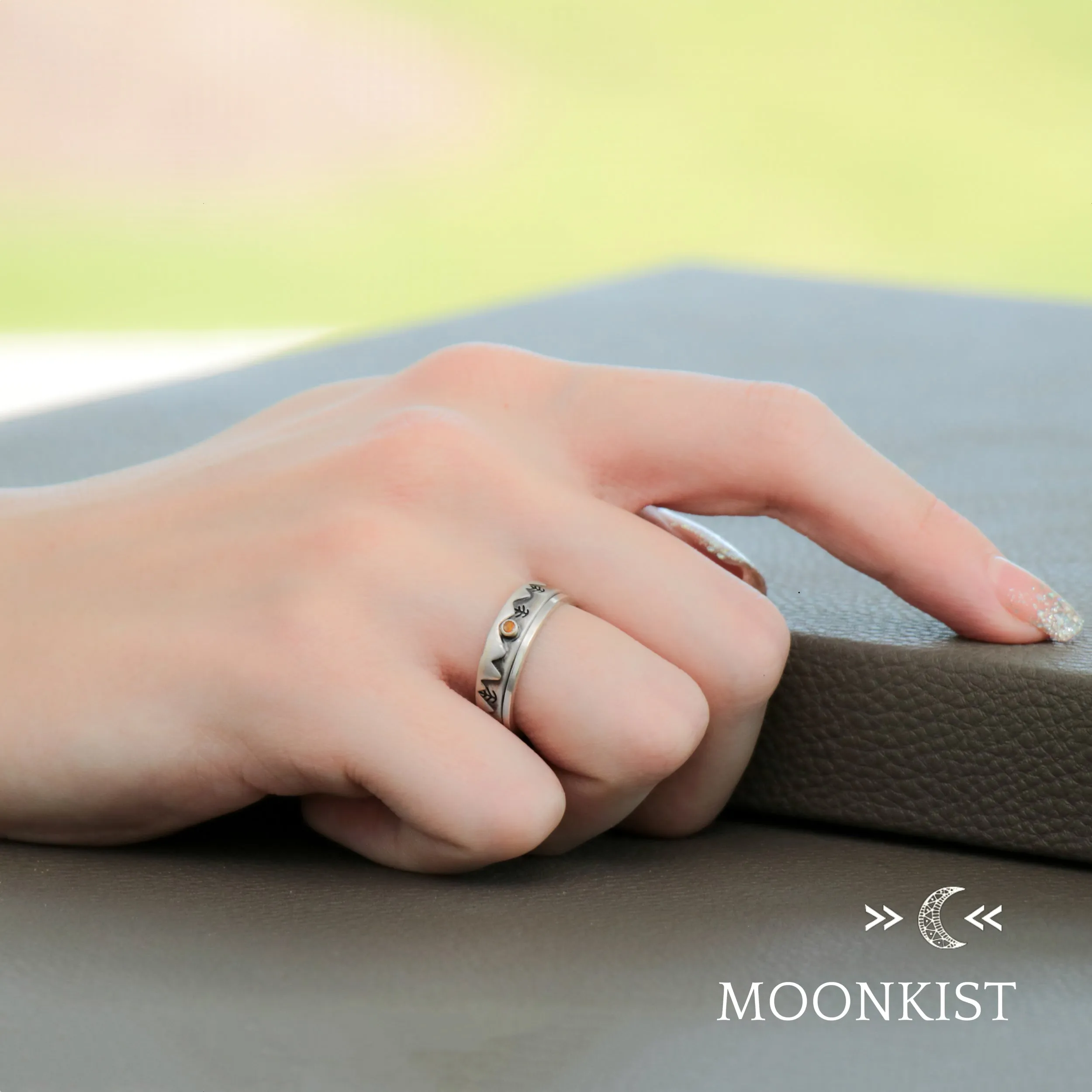 Modern Mountain Range Wedding Ring Set for Both | Moonkist Designs