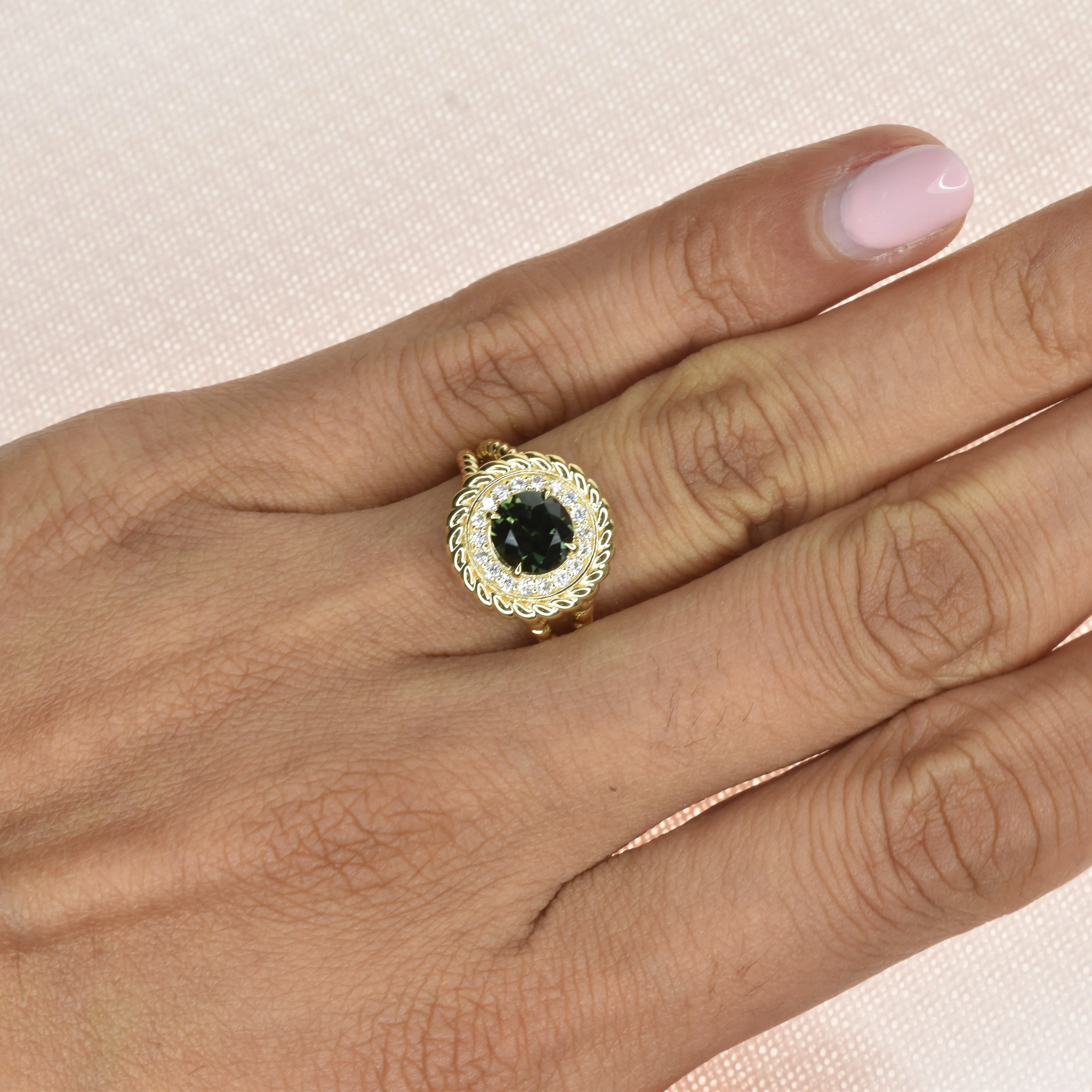 Modern Sapphire Rope Edge Ring