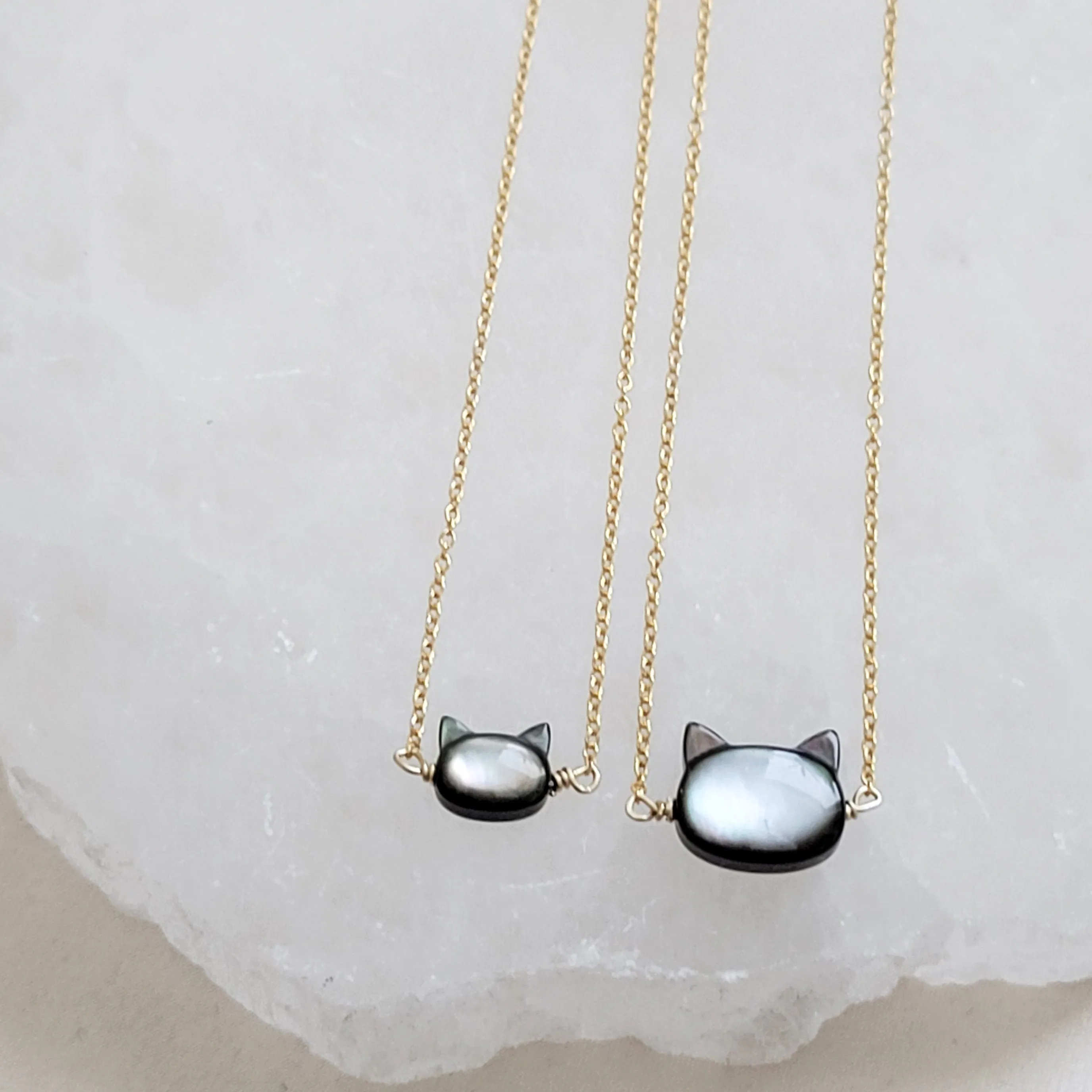 Mother & Daughter Kitty Cat Necklace Set