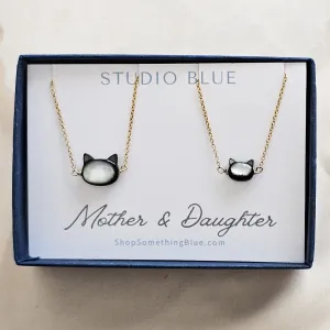 Mother & Daughter Kitty Cat Necklace Set
