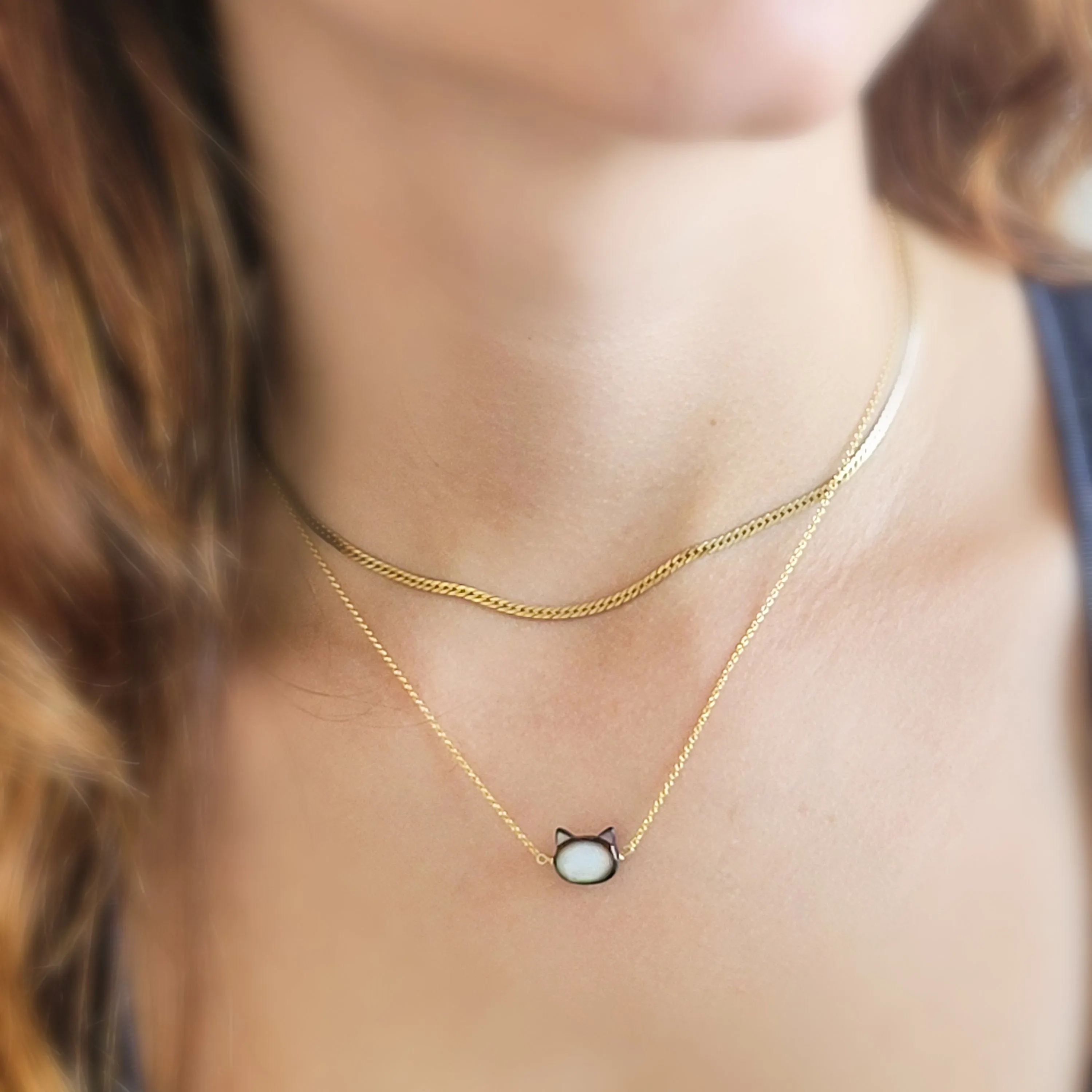 Mother & Daughter Kitty Cat Necklace Set