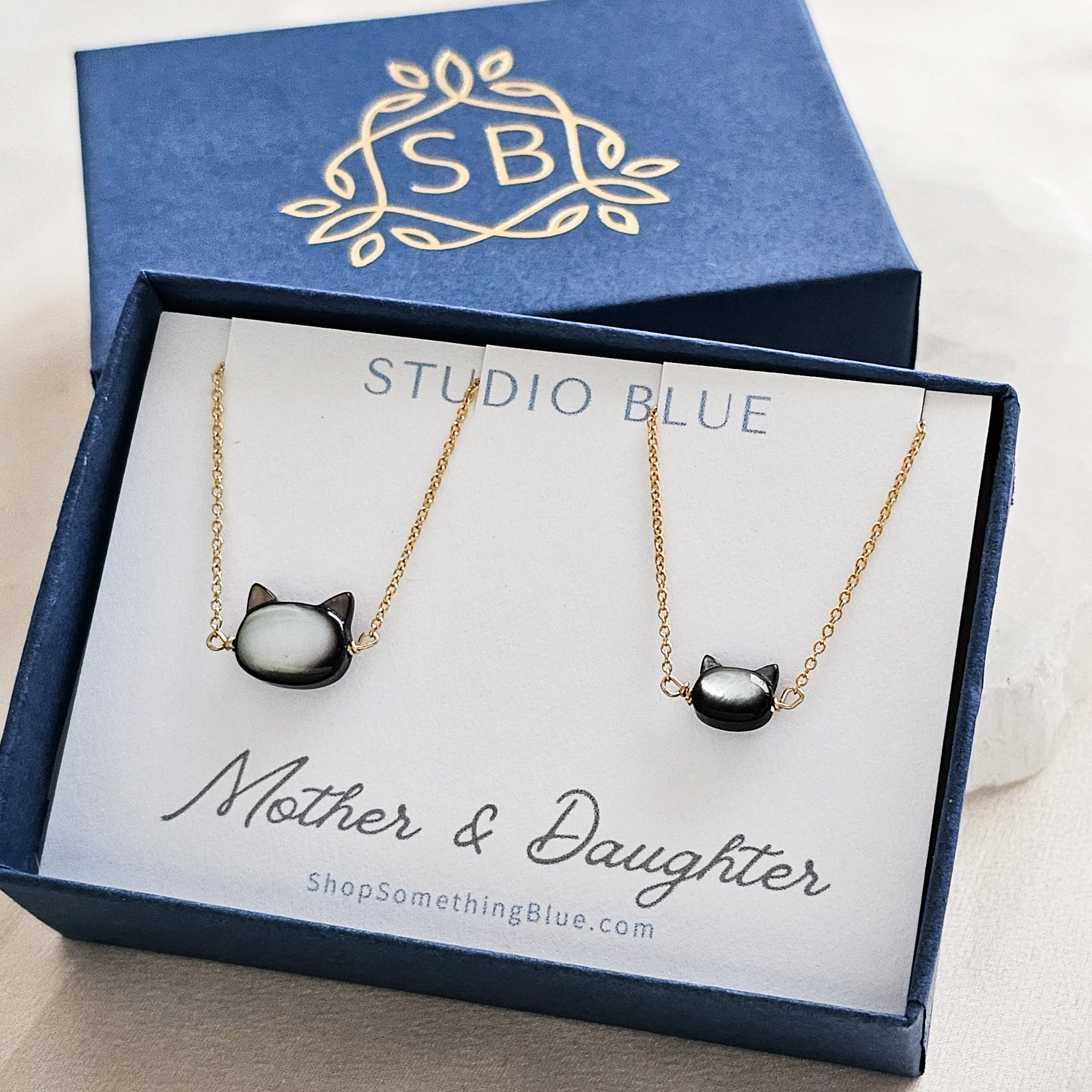 Mother & Daughter Kitty Cat Necklace Set