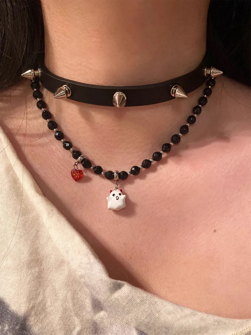 MUKTANK X WHITEHOLE Demon Little Ghost Unique Beaded Necklace