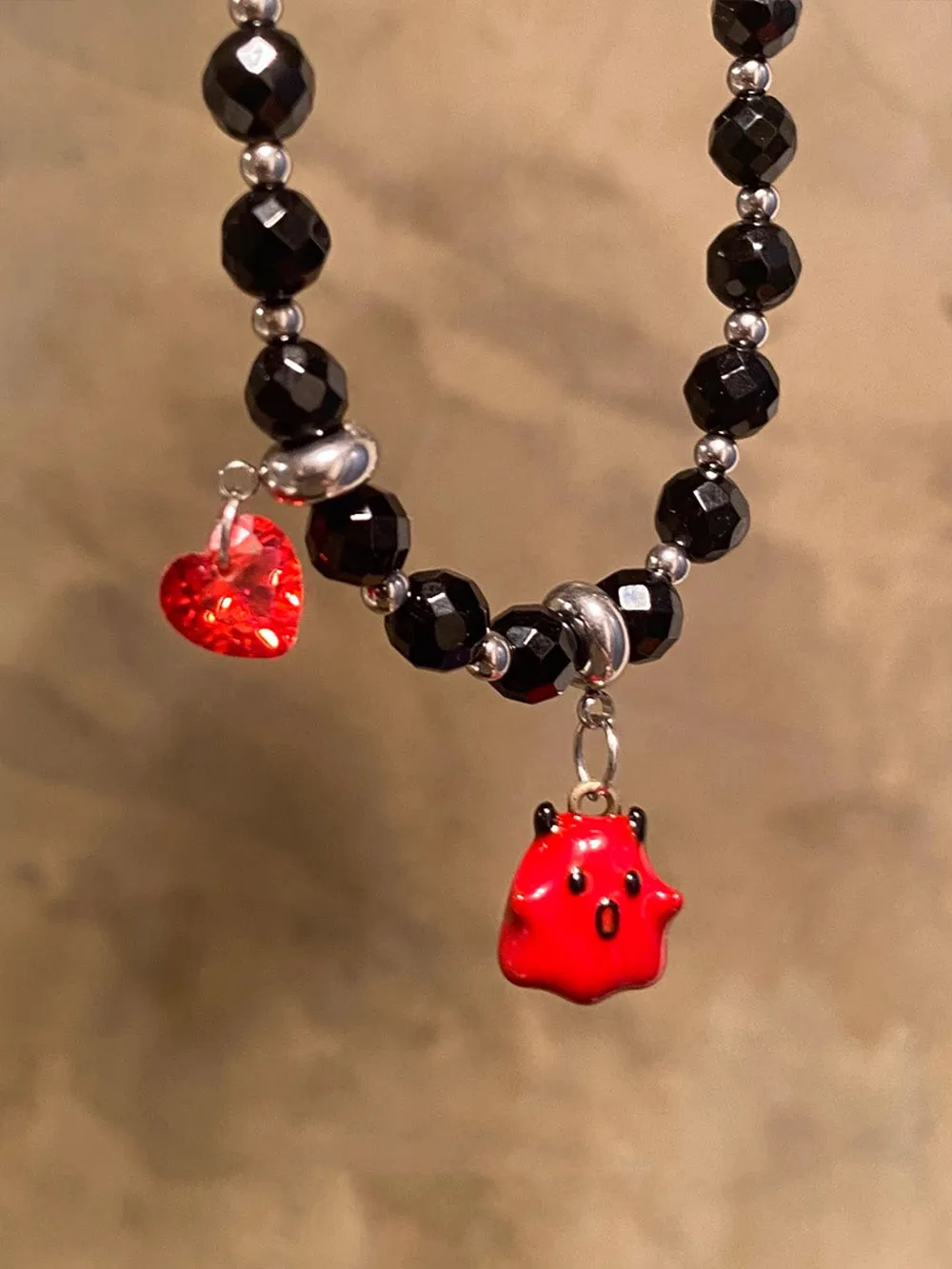 MUKTANK X WHITEHOLE Demon Little Ghost Unique Beaded Necklace