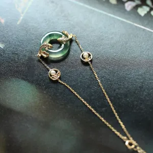 Natural Hetian Chalcedony Round Carp Pearl Ladies Bracelet