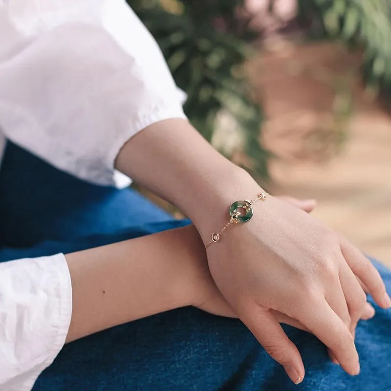 Natural Hetian Chalcedony Round Carp Pearl Ladies Bracelet