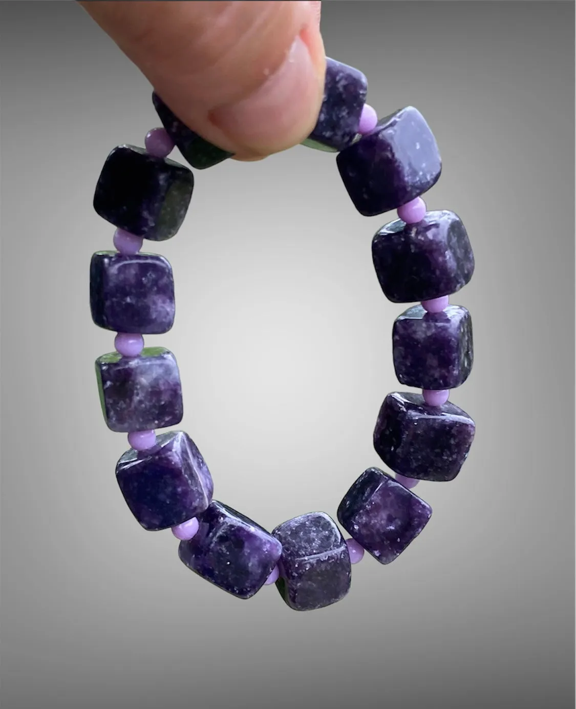 Natural Lepidolite Crystal Bead Bracelet