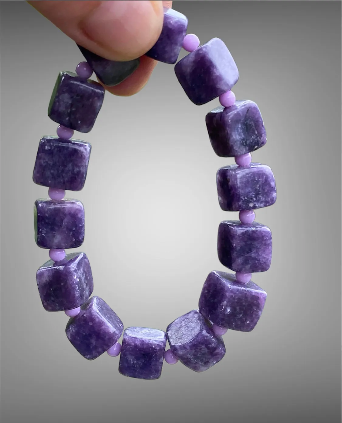 Natural Lepidolite Crystal Bead Bracelet