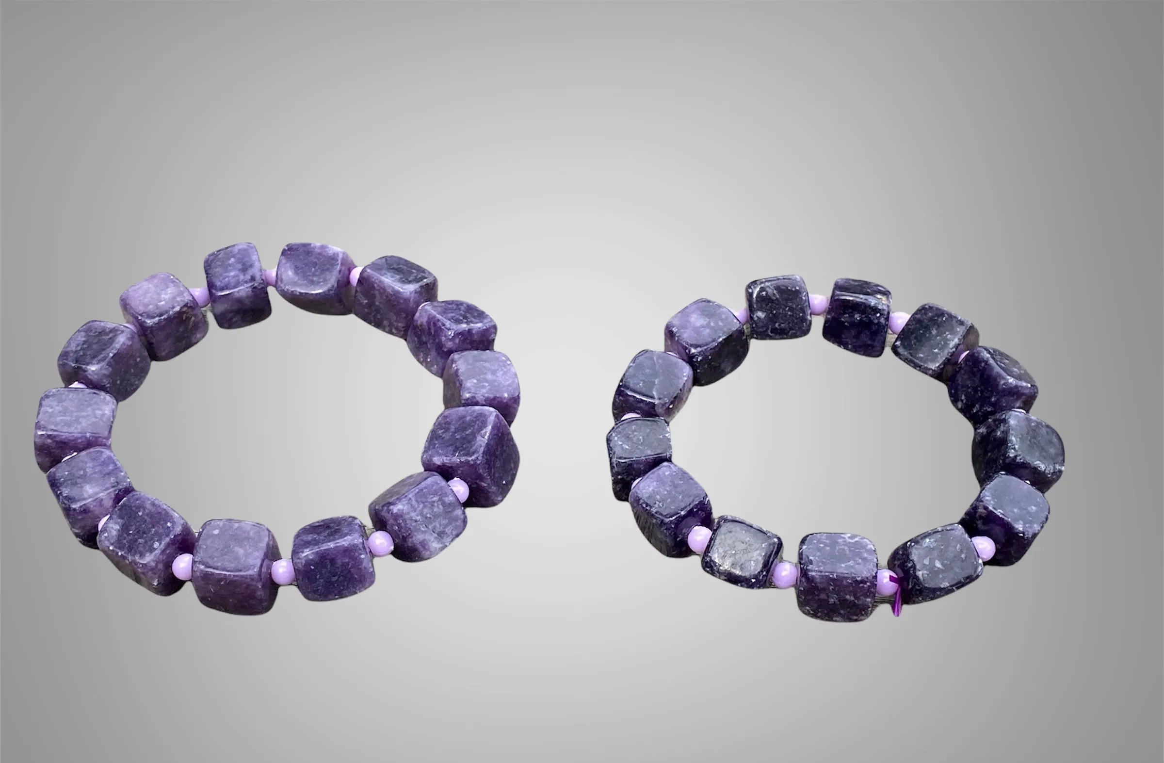 Natural Lepidolite Crystal Bead Bracelet
