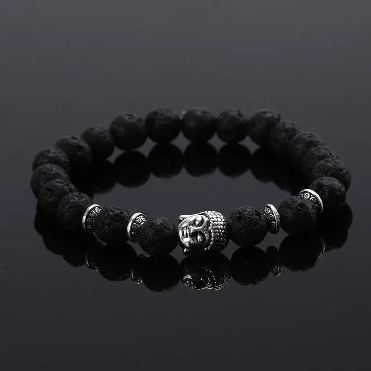 Natural Stone Buddha Beads Bracelet Elastic Rope Chain charm bracelet