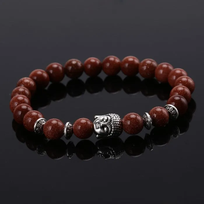 Natural Stone Buddha Beads Bracelet Elastic Rope Chain charm bracelet