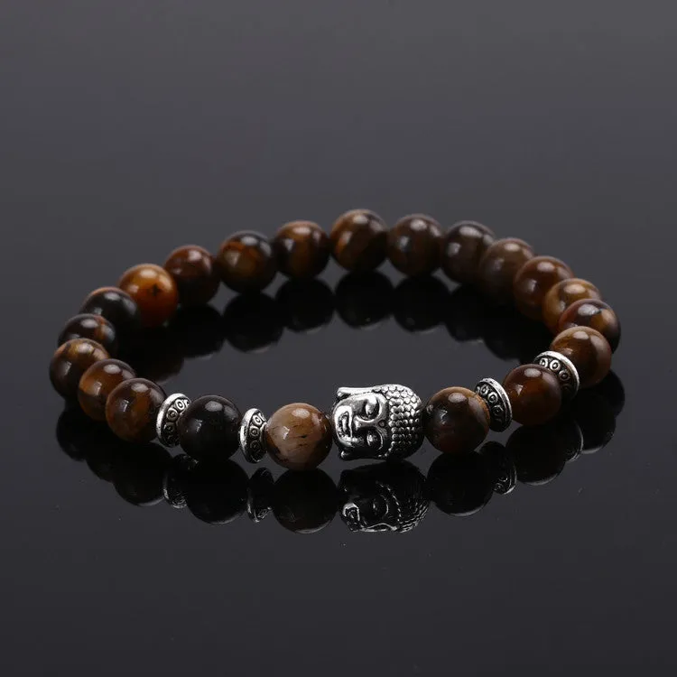 Natural Stone Buddha Beads Bracelet Elastic Rope Chain charm bracelet