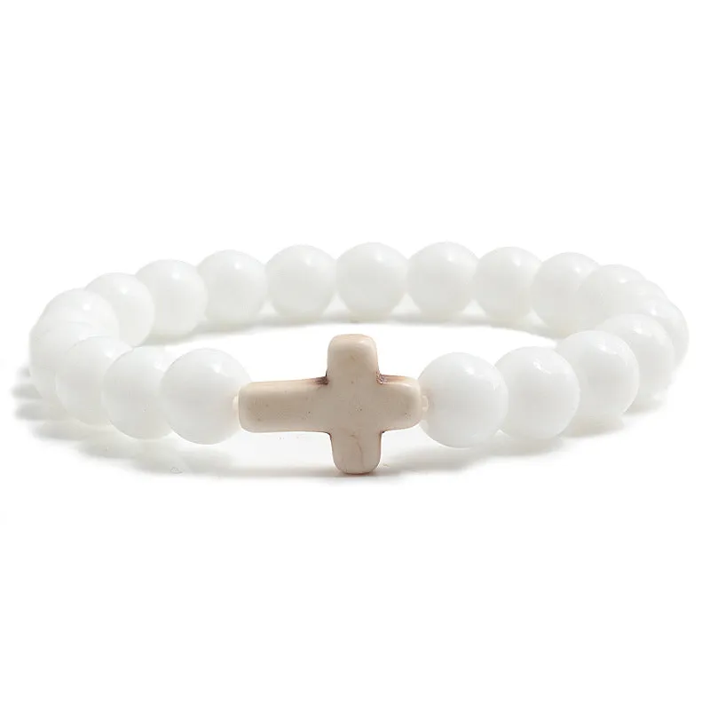 Natural stone cross bracelet