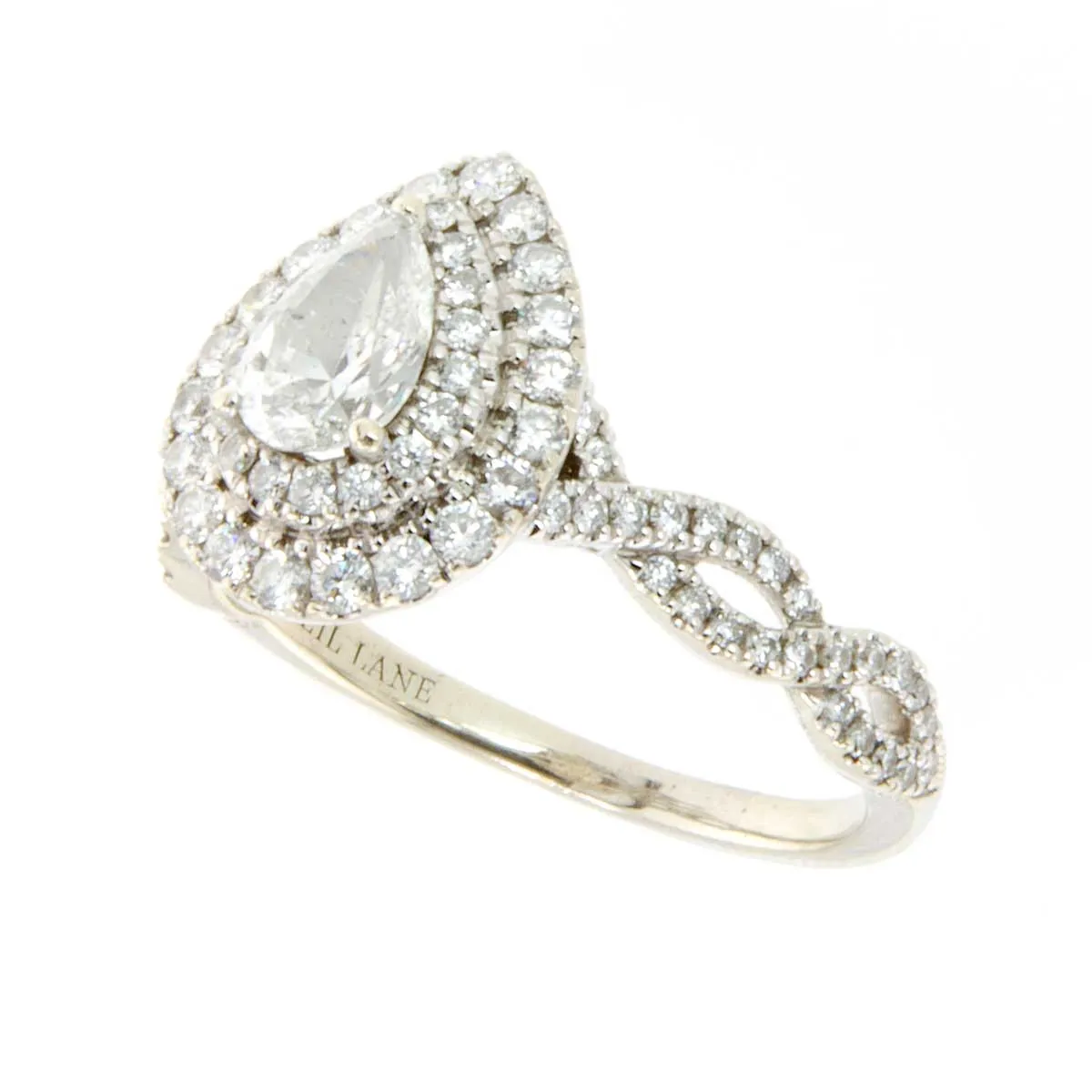Neil Lane 1.63ct Pear Diamond Double Halo Engagement Ring