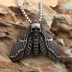 New Unique Vintage Stainless Steel Butterfly Moth Pendant Necklace For Men