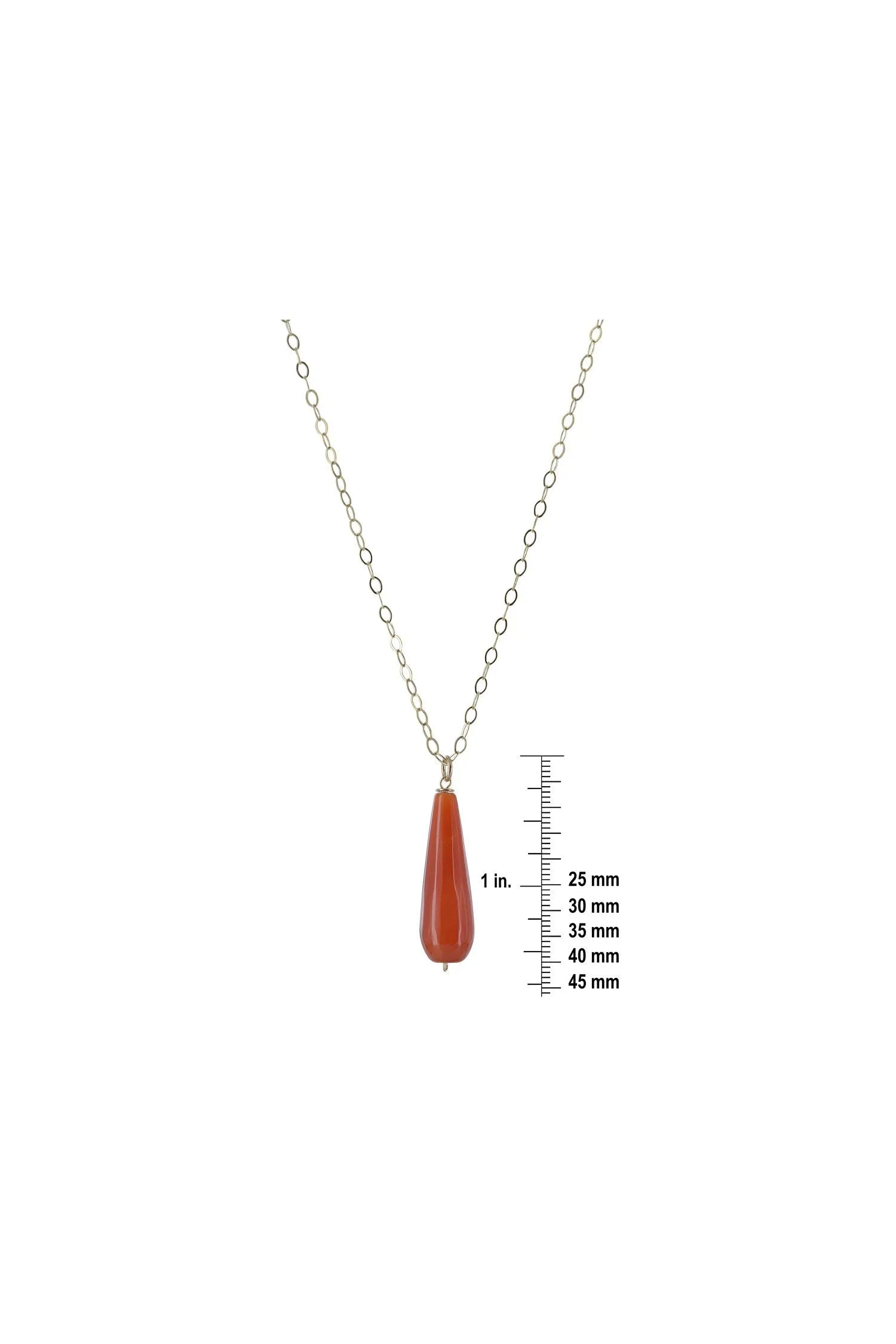 Orange Agate Briolette Gemstone Gold Necklace
