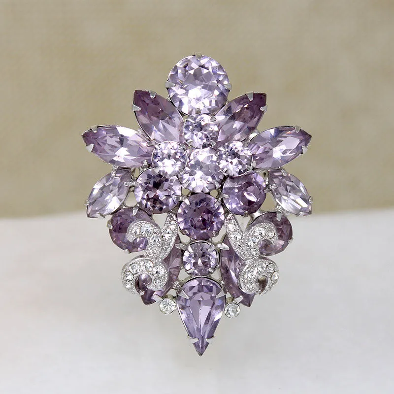 Orchid-Colored Crystal Eisenberg Brooch
