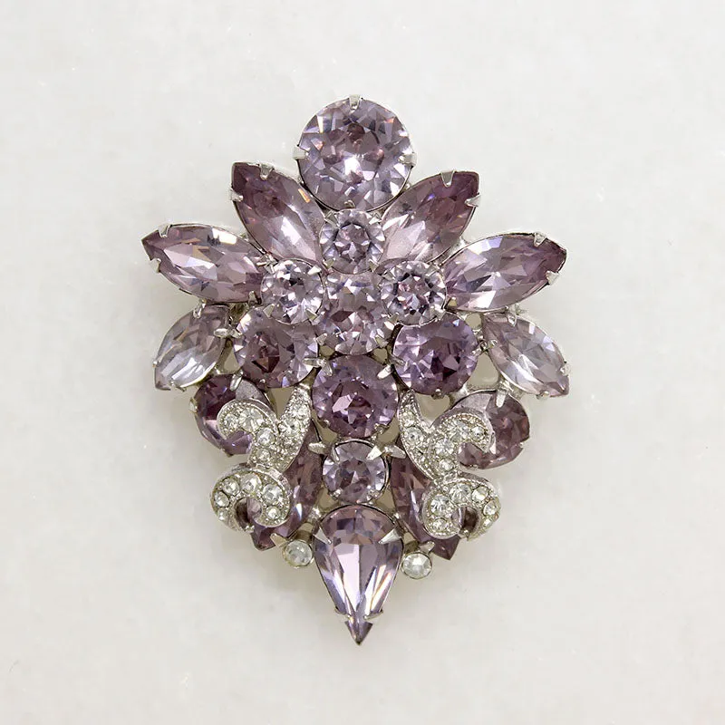 Orchid-Colored Crystal Eisenberg Brooch